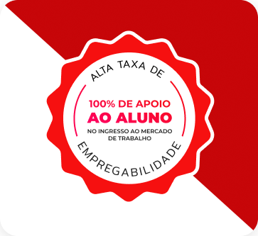 Alta taxa de empregabilidade. 100% de apoio ao aluno no ingresso ao mercado de trabalho